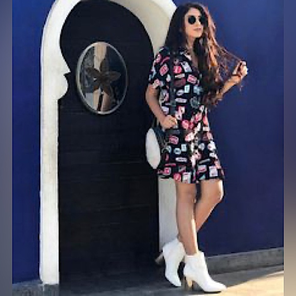 Zara Black Graphic Print Dress - Picture 4 of 15